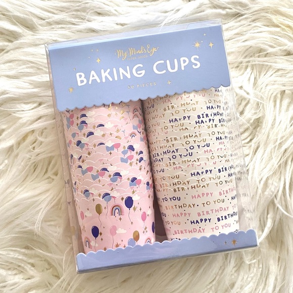 My Mind’s Eye 50 Pack Birthday Pastel Pink Purple Rainbow 5oz Party Baking Cups - Picture 1 of 5